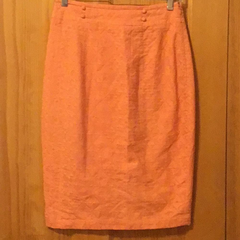 Vibrant Pink and Orange Knee-Length Pencil Skirt for Casual Wear
